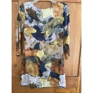 Maeve Blue Purple Yellow Feels Like Silk Dress Size XS Long Sleeves Women’s